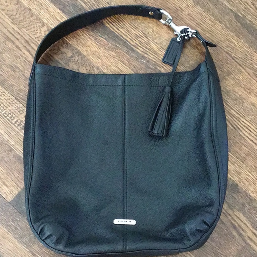 Coach Avery tassel large hobo black handbag